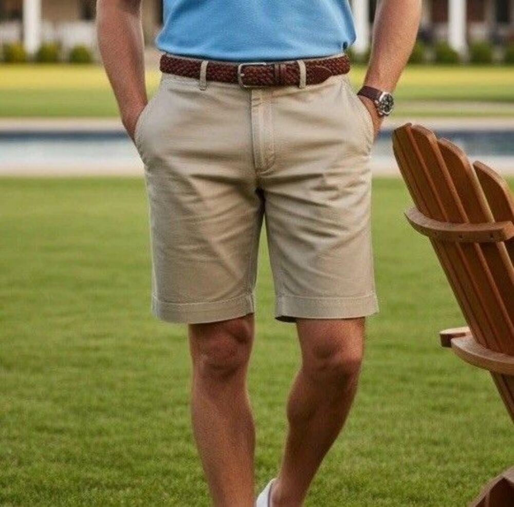 Polo Ralph Lauren Classic Fit Chino Shorts Tan Mens Size 32 9 Inch Inseam Preppy